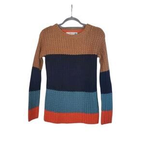 Sparrow Anthropologie Colorblock Chunky Knit Wool Blend Sweater, Size Small